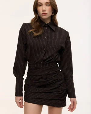 сорочка у смужку коричнева 1