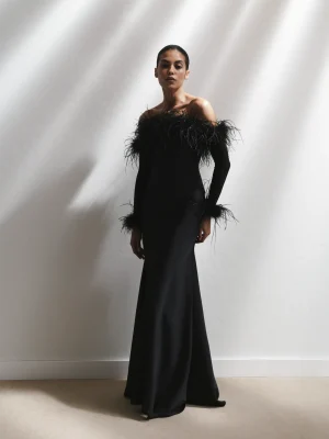 Corset with textured feather black 3