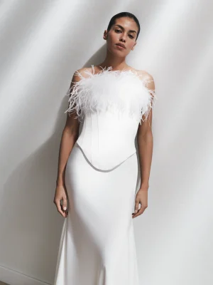 Corset with textured feather milk 1