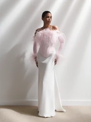 Corset with textured feather pink 2