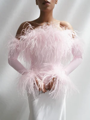 Corset with textured feather pink 3