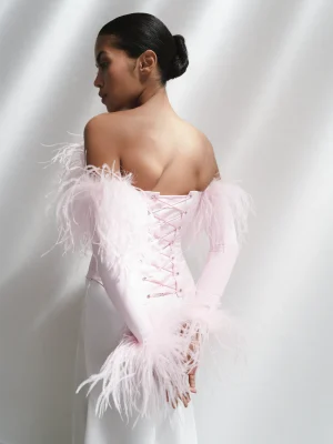 Corset with textured feather pink 4