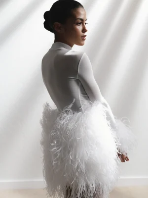 statement feather skirt milk 5